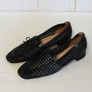 J Crew Woven Loafers With Bow Detail Black New